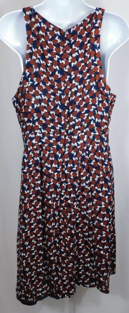 J CREW Women's Navy Burgundy Ivory Sleeveless Dress Sz 10 - Image 5