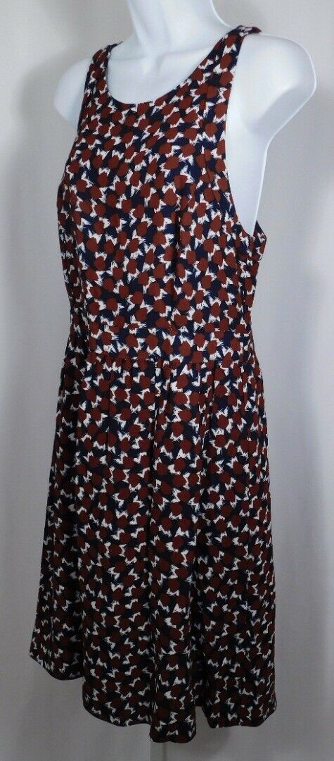 J CREW Women's Navy Burgundy Ivory Sleeveless Dress Sz 10