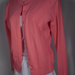 J CREW Women's Pink Cotton Stretch Cardigan Sweater Sz S