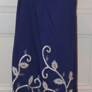 JOOLAY Blue Ivory Embroidery Sleeveless Cotton Dress Sz S