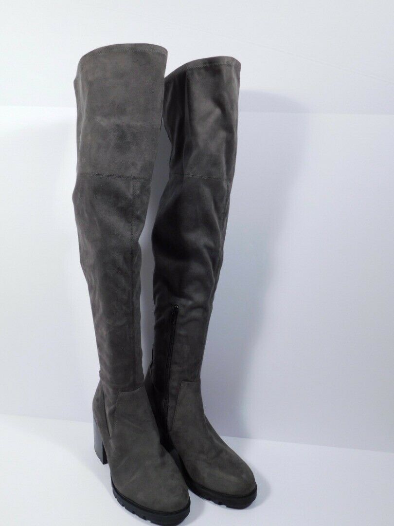 KENDALL + KYLIE Women's Gray Suede Over The Knee Lug Sole Round Toe Boot Sz 9 - Image 3