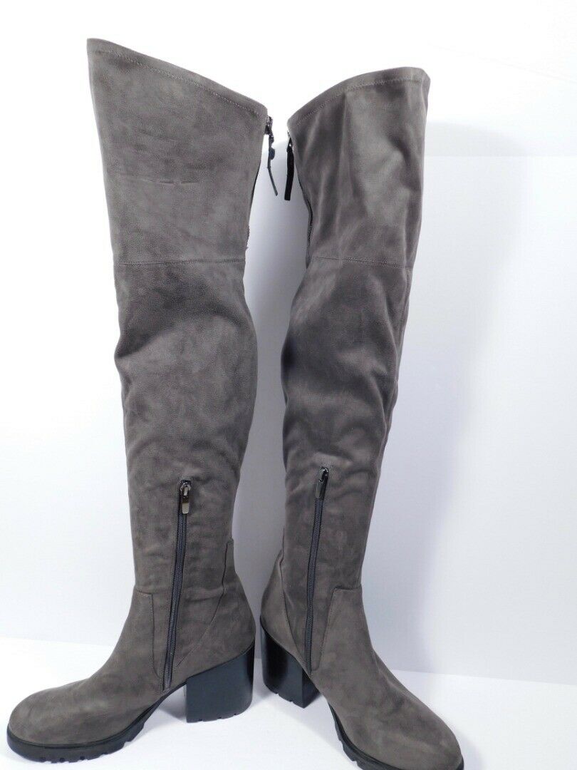 KENDALL + KYLIE Women's Gray Suede Over The Knee Lug Sole Round Toe Boot Sz 9 - Image 7