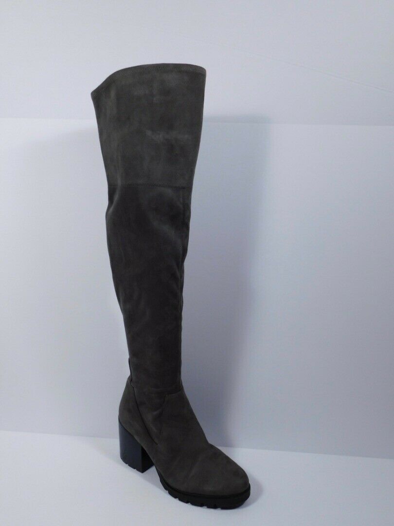 KENDALL + KYLIE Women's Gray Suede Over The Knee Lug Sole Round Toe Boot Sz 9
