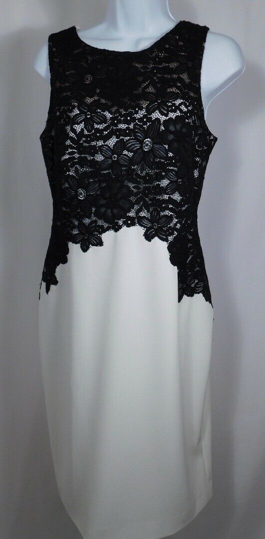 LAUREN RALPH LAUREN NWT Women's Ivory Black Lace Overlay Sleeveless Dress Sz 10 - Image 3