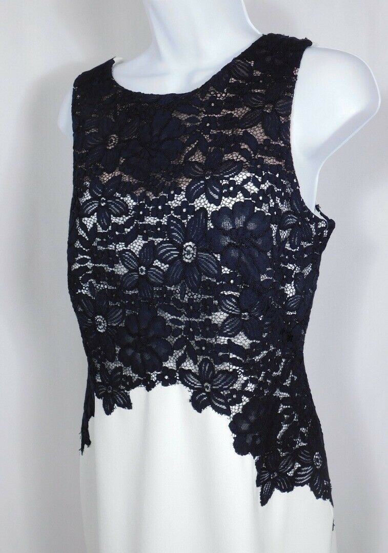 LAUREN RALPH LAUREN NWT Women's Ivory Black Lace Overlay Sleeveless Dress Sz 10 - Image 4
