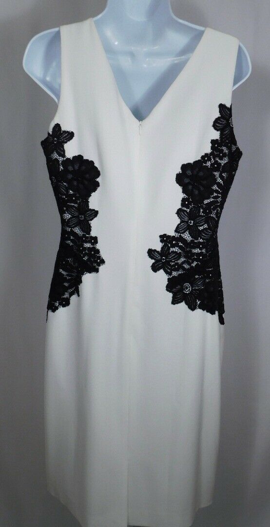LAUREN RALPH LAUREN NWT Women's Ivory Black Lace Overlay Sleeveless Dress Sz 10 - Image 5