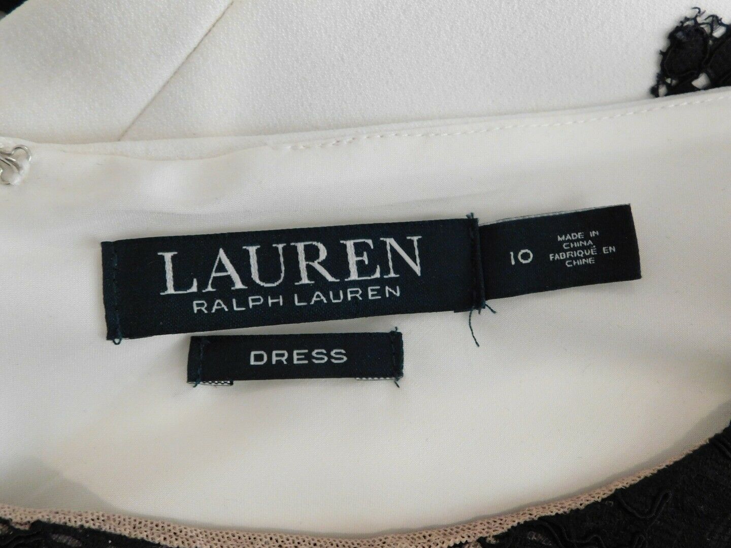 LAUREN RALPH LAUREN NWT Women's Ivory Black Lace Overlay Sleeveless Dress Sz 10 - Image 6