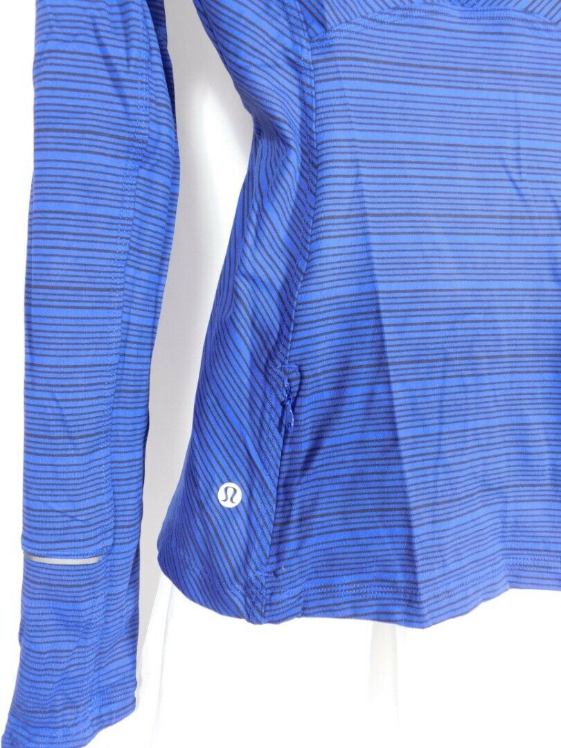 LULULEMON Women's Royal Blue & Black Striped Pull On Top Sz 6 - Image 6
