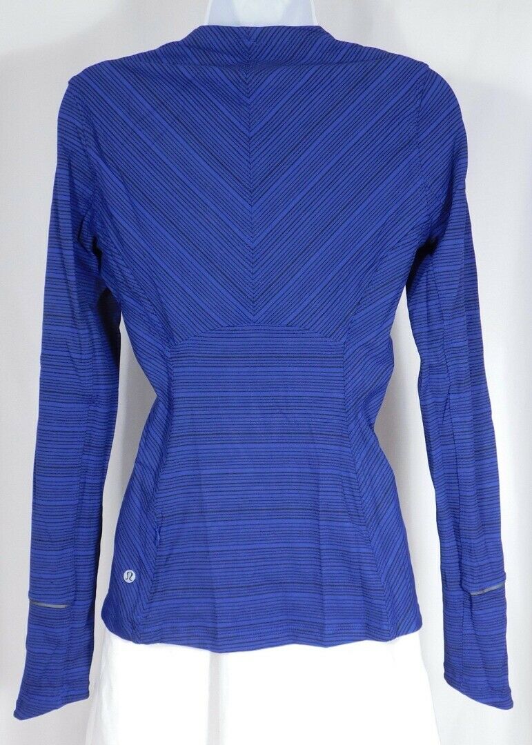 LULULEMON Women's Royal Blue & Black Striped Pull On Top Sz 6 - Image 7