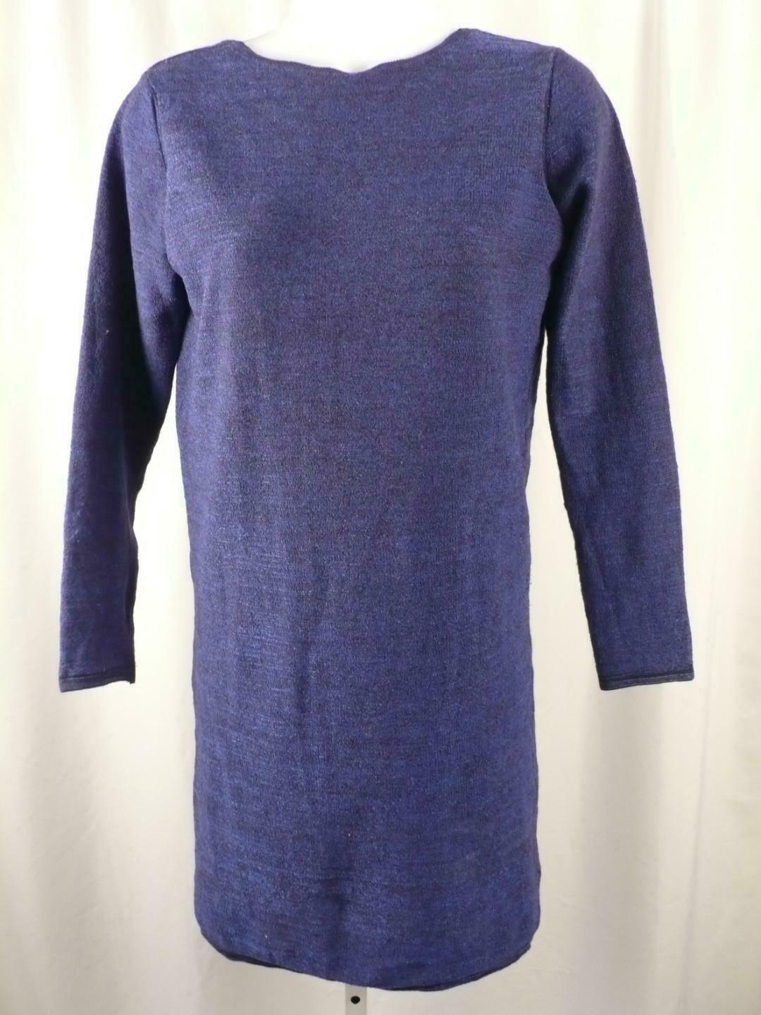 MAJE Women's Royal Blue Scoop Back Knit Long Sleeve Dress Sz 3 - Image 3