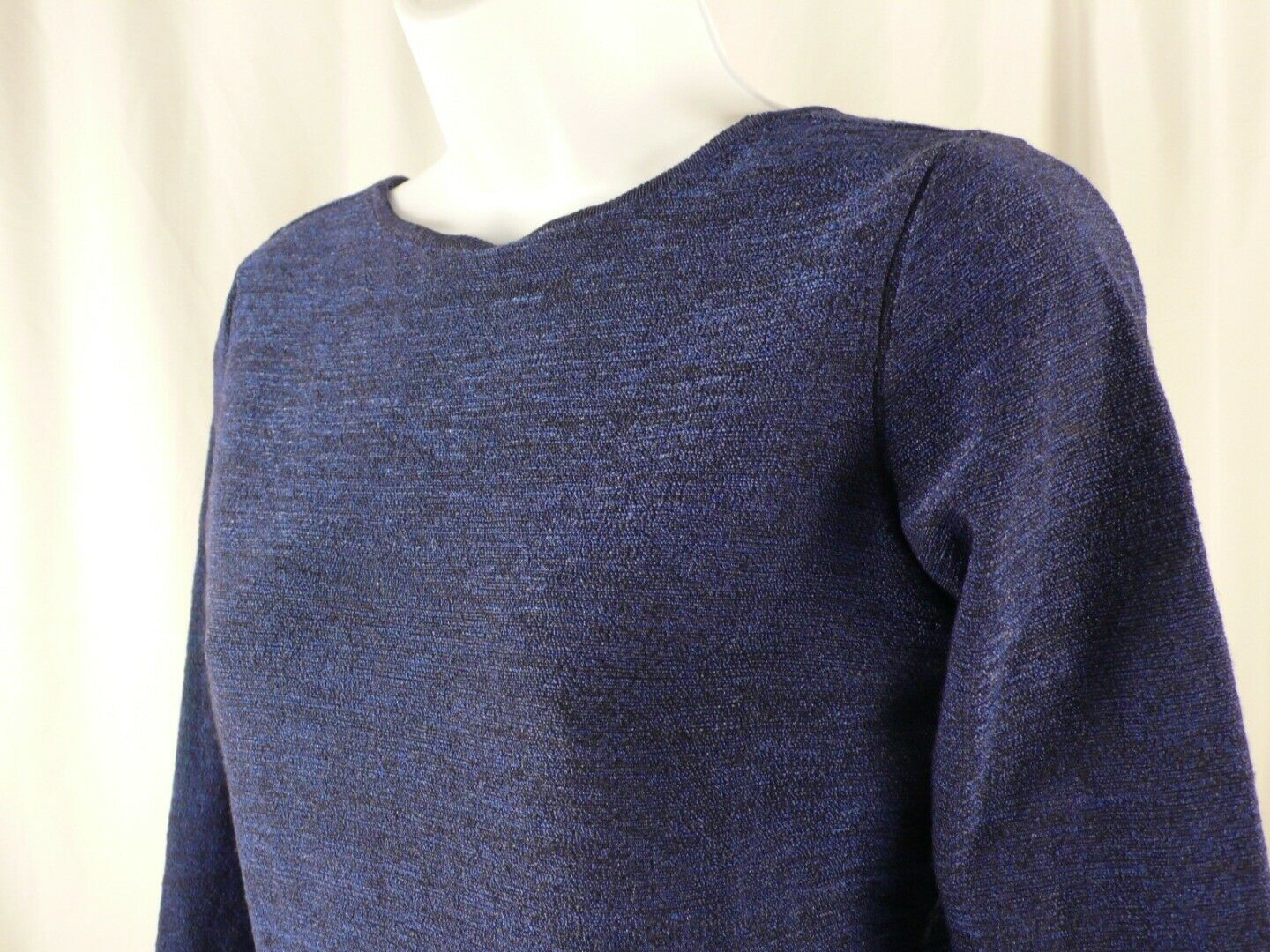 MAJE Women's Royal Blue Scoop Back Knit Long Sleeve Dress Sz 3 - Image 4