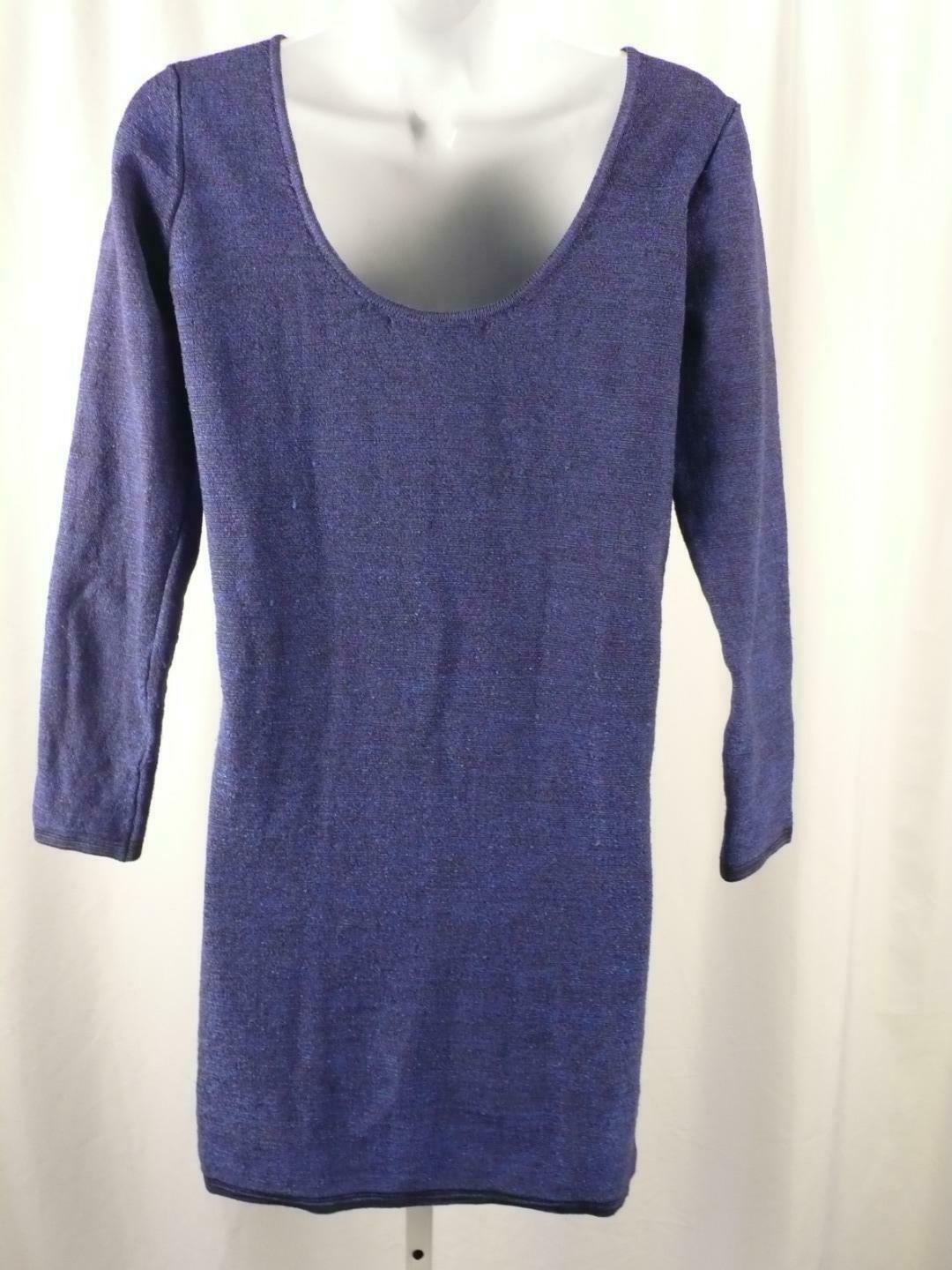 MAJE Women's Royal Blue Scoop Back Knit Long Sleeve Dress Sz 3 - Image 5