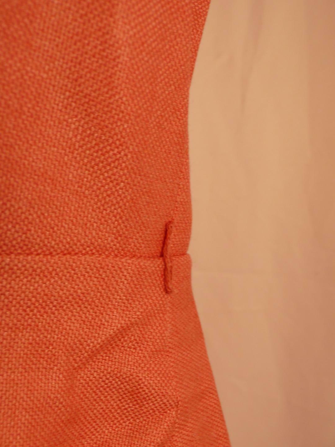 MAX MARA Salmon Pink Silk Wool Cap Sleeve V-Neck Dress Sz 4 - Image 6