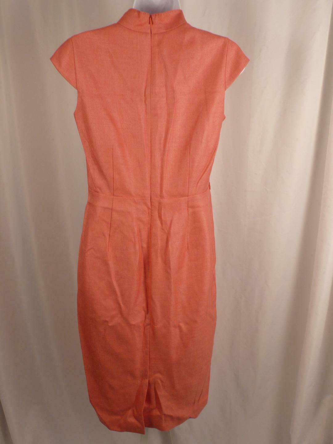 MAX MARA Salmon Pink Silk Wool Cap Sleeve V-Neck Dress Sz 4 - Image 8