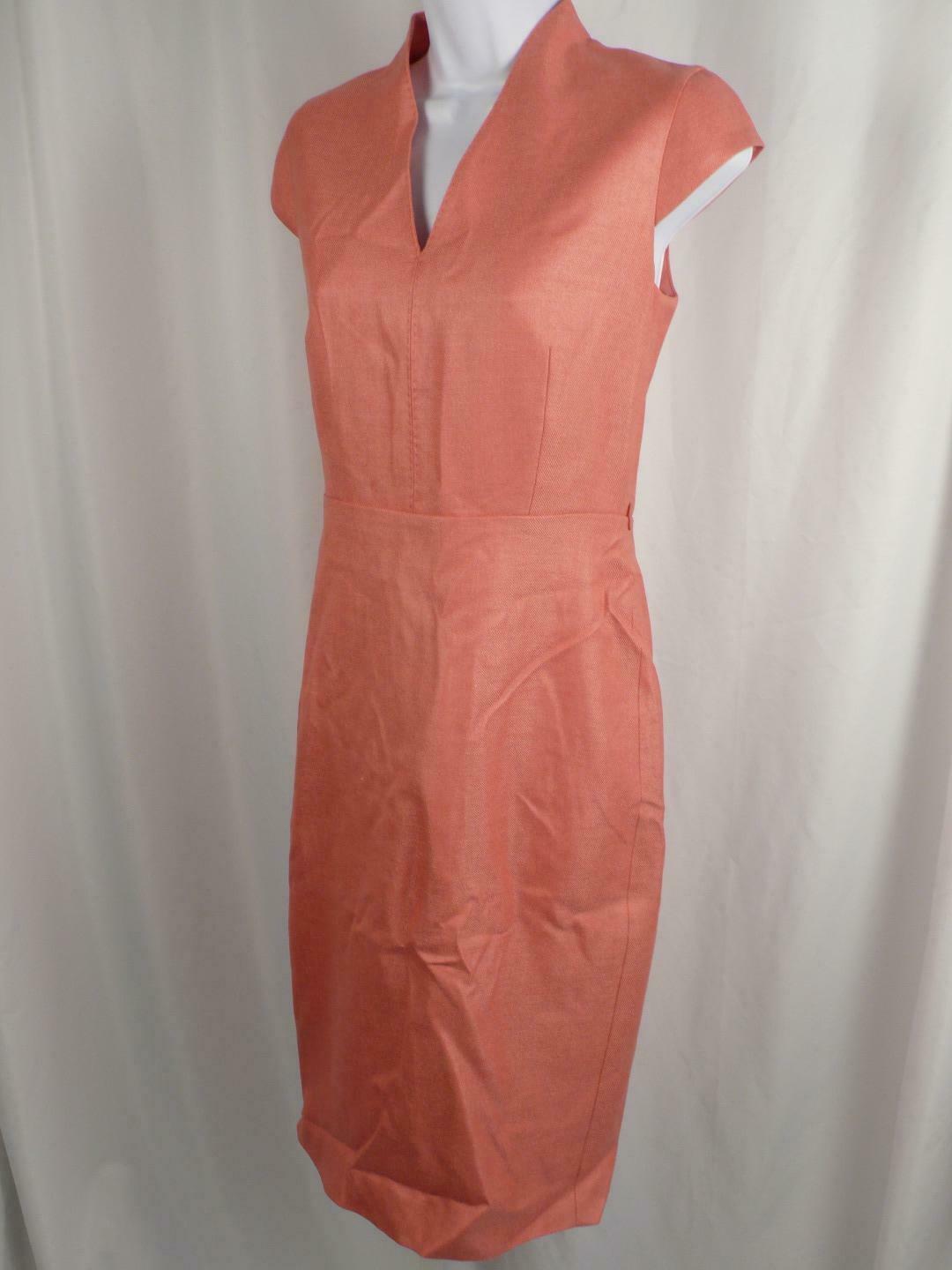 MAX MARA Salmon Pink Silk Wool Cap Sleeve V-Neck Dress Sz 4