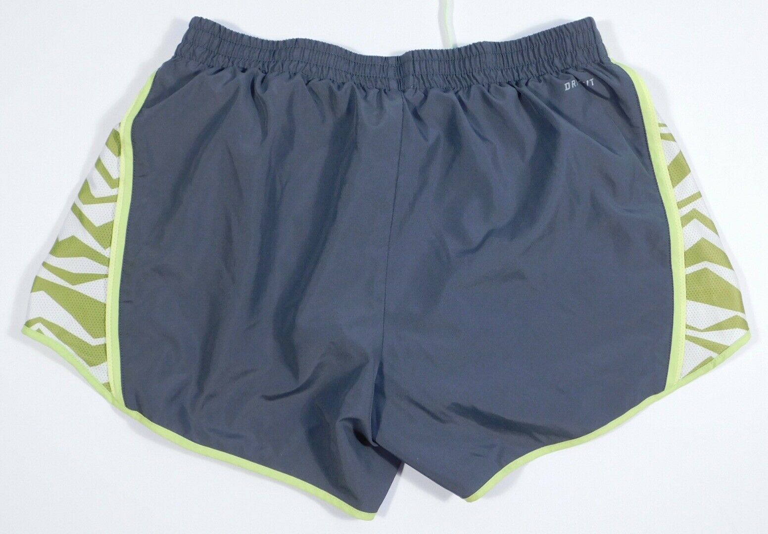 NIKE Women's Dri-Fit Grey W Green Accent Running Short Sz M - Image 4