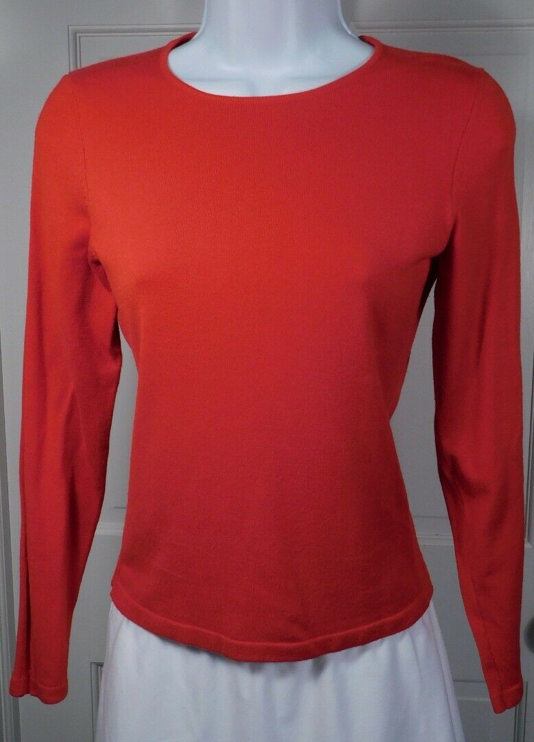 PER SE Women's Red Flat Knit Contrasting Panels Long Sleeve Sweater Sz XS - Image 3