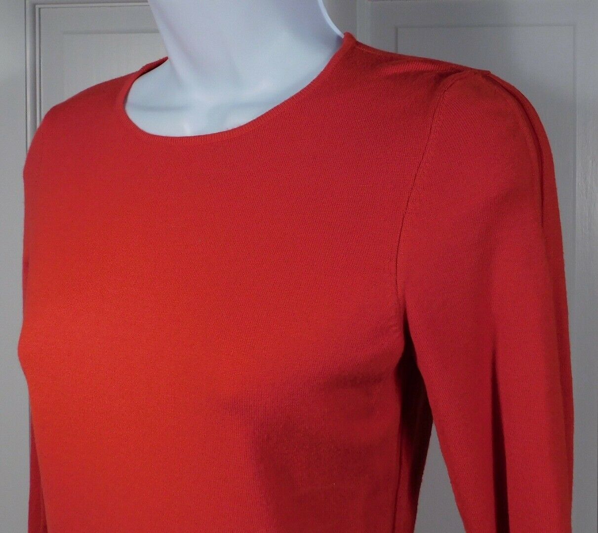 PER SE Women's Red Flat Knit Contrasting Panels Long Sleeve Sweater Sz XS - Image 6
