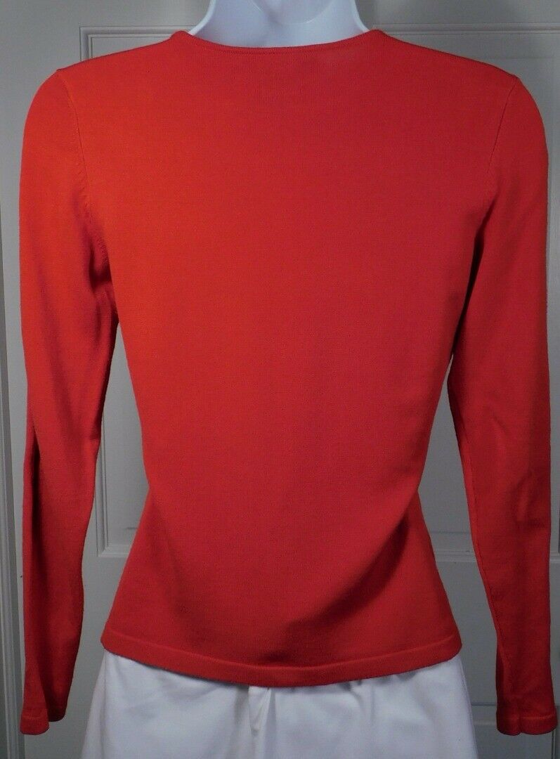 PER SE Women's Red Flat Knit Contrasting Panels Long Sleeve Sweater Sz XS - Image 7