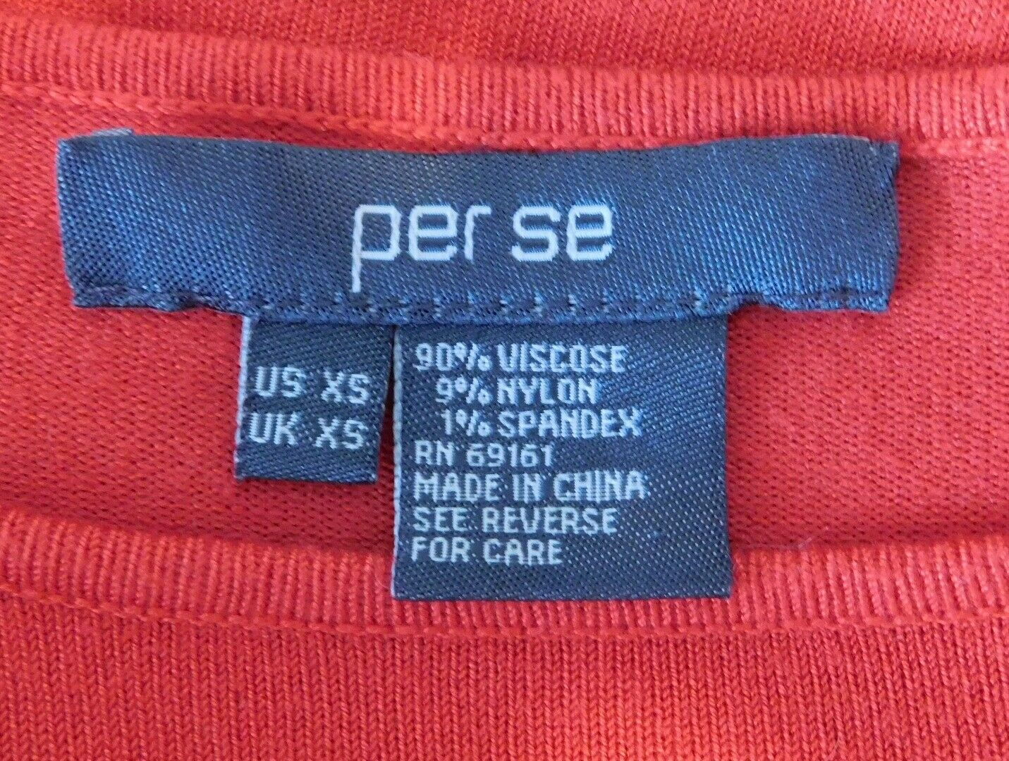 PER SE Women's Red Flat Knit Contrasting Panels Long Sleeve Sweater Sz XS - Image 8