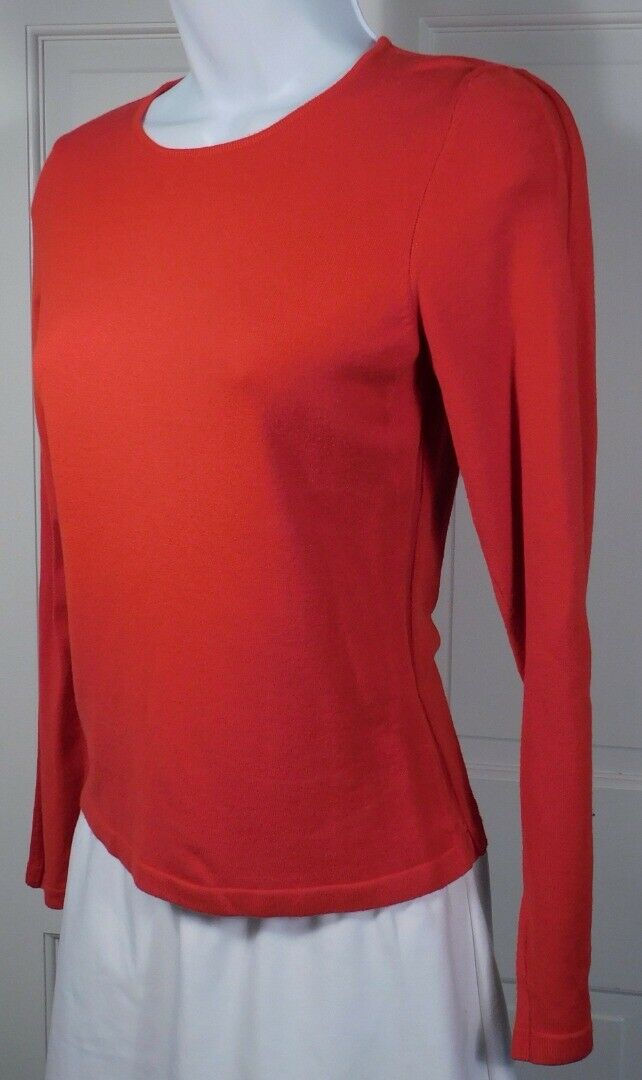 PER SE Women's Red Flat Knit Contrasting Panels Long Sleeve Sweater Sz XS