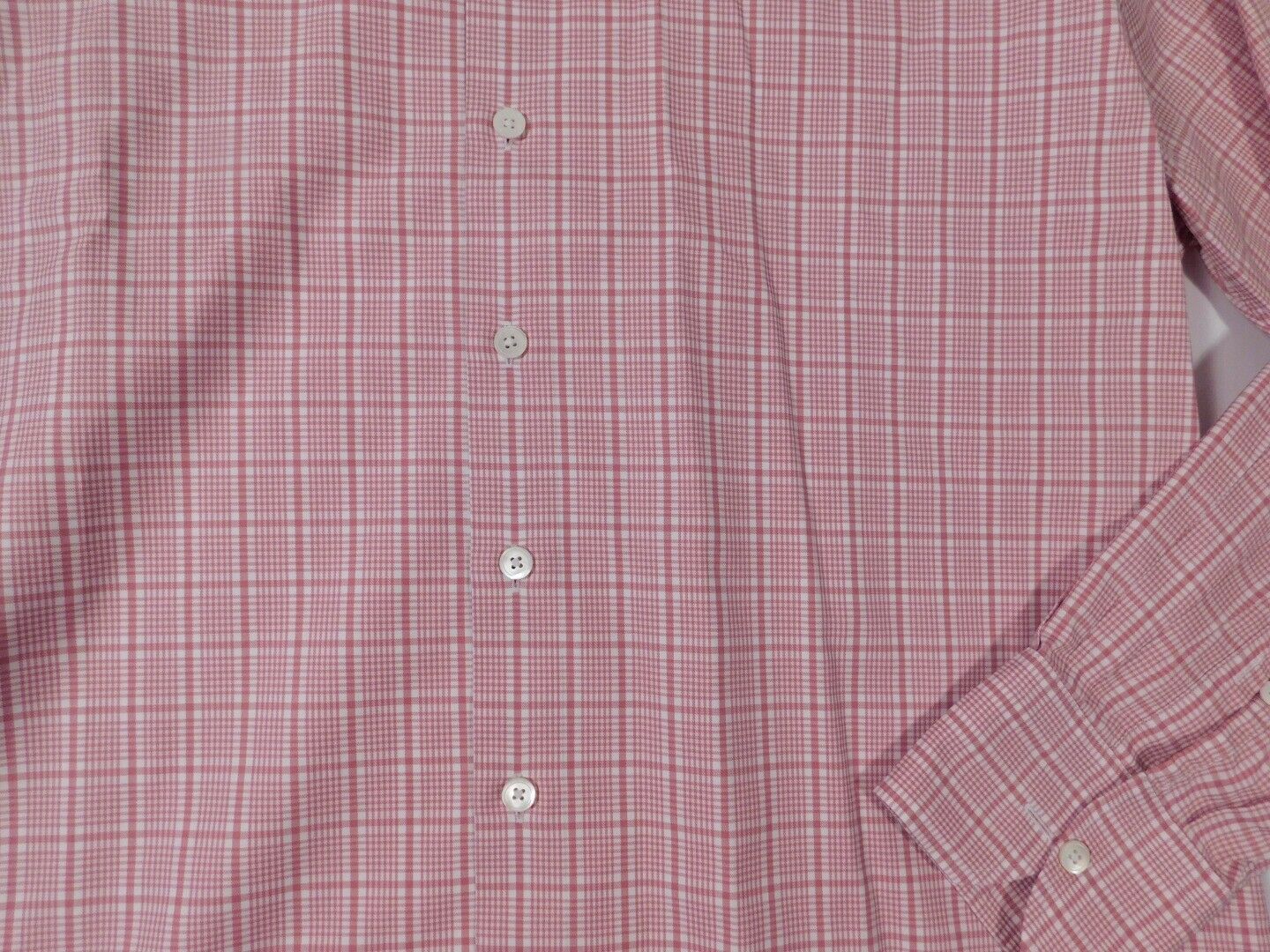PINK by THOMAS PINK Men's Pink & White Plaid Cotton Dress Shirt Sz 17 1/2 - 44 - Image 4