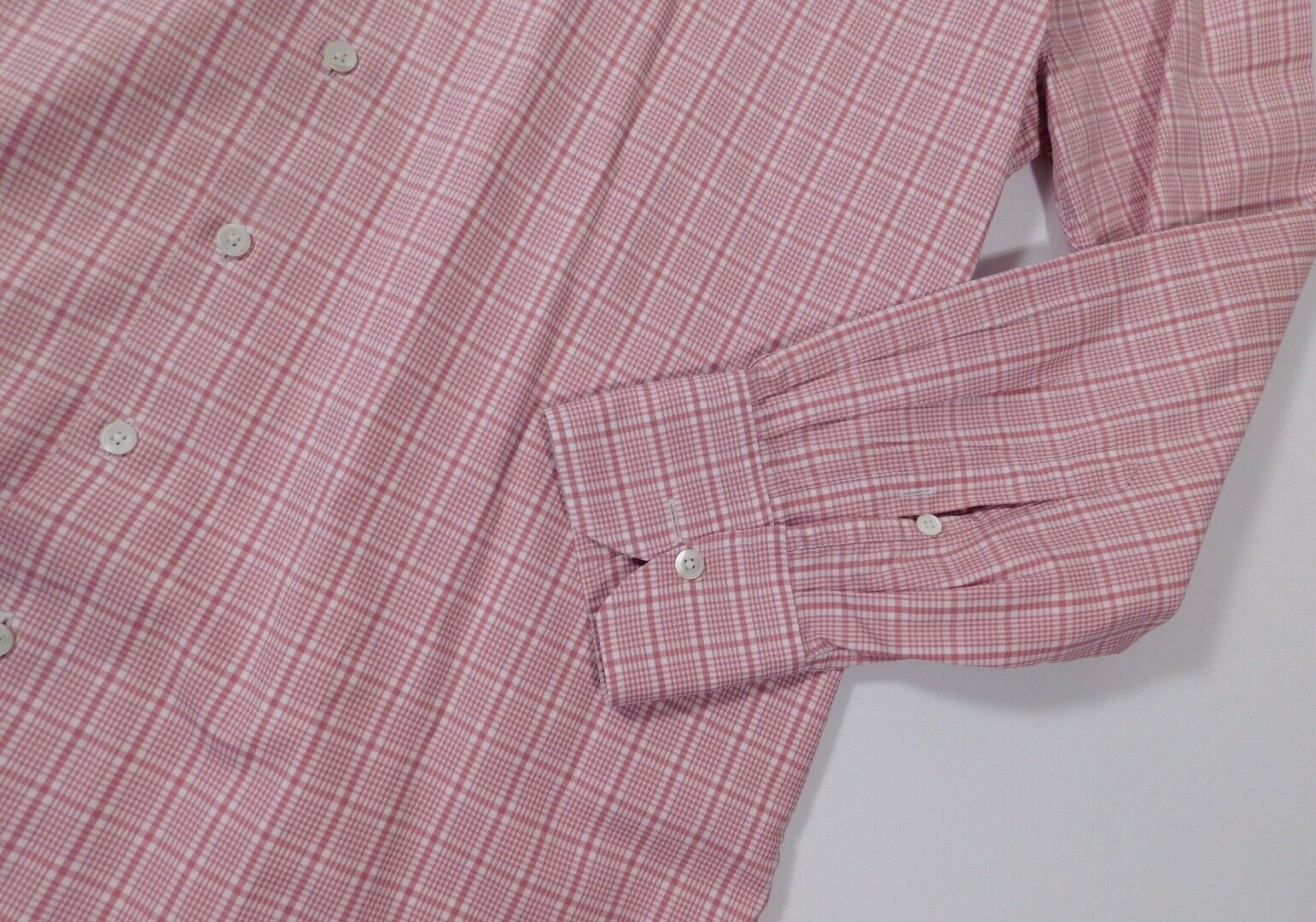 PINK by THOMAS PINK Men's Pink & White Plaid Cotton Dress Shirt Sz 17 1/2 - 44 - Image 5