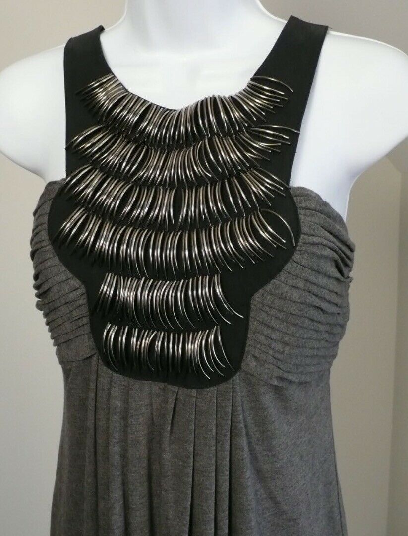 SHOSHANNA Charcoal Gray Jersey Knit Sleeveless Empire Waist Dress Sz 6 - Image 3
