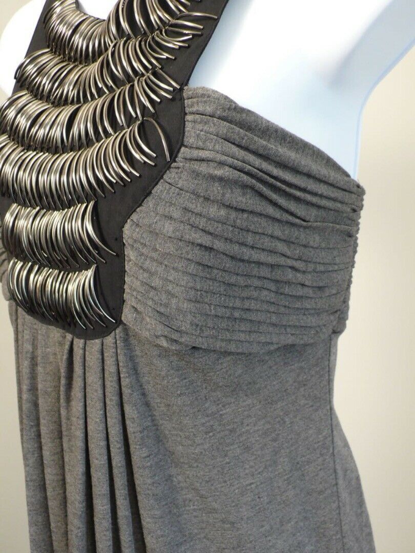 SHOSHANNA Charcoal Gray Jersey Knit Sleeveless Empire Waist Dress Sz 6 - Image 4