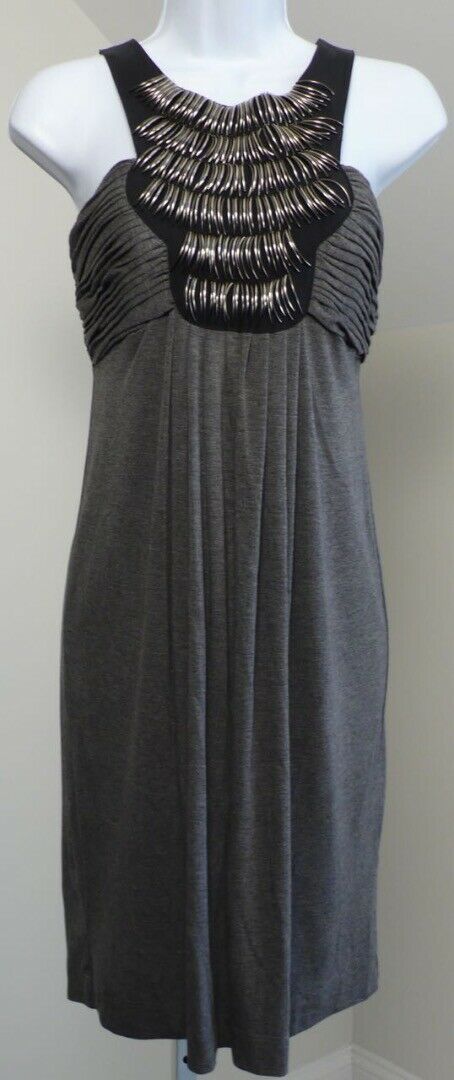 SHOSHANNA Charcoal Gray Jersey Knit Sleeveless Empire Waist Dress Sz 6