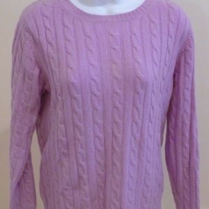 SUTTON STUDIO Women's Lavender Purple 100% Cashmere Cabled Crewneck Sweater Sz M