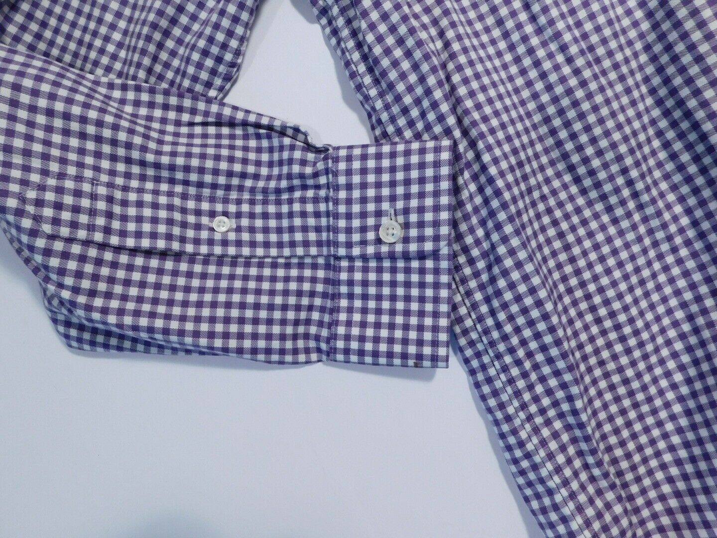 VINEYARD VINES Men's Purple & White Check Button Down Cotton Murray Shirt Sz L - Image 5