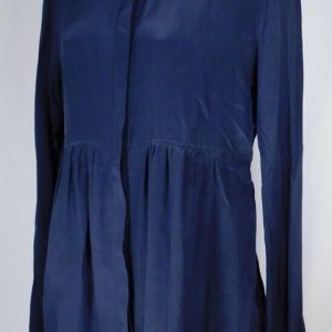 WEEKEND MAX MARA Navy Blue Silk Front Knit Back & Sleeves Button Fnt Blouse Sz M