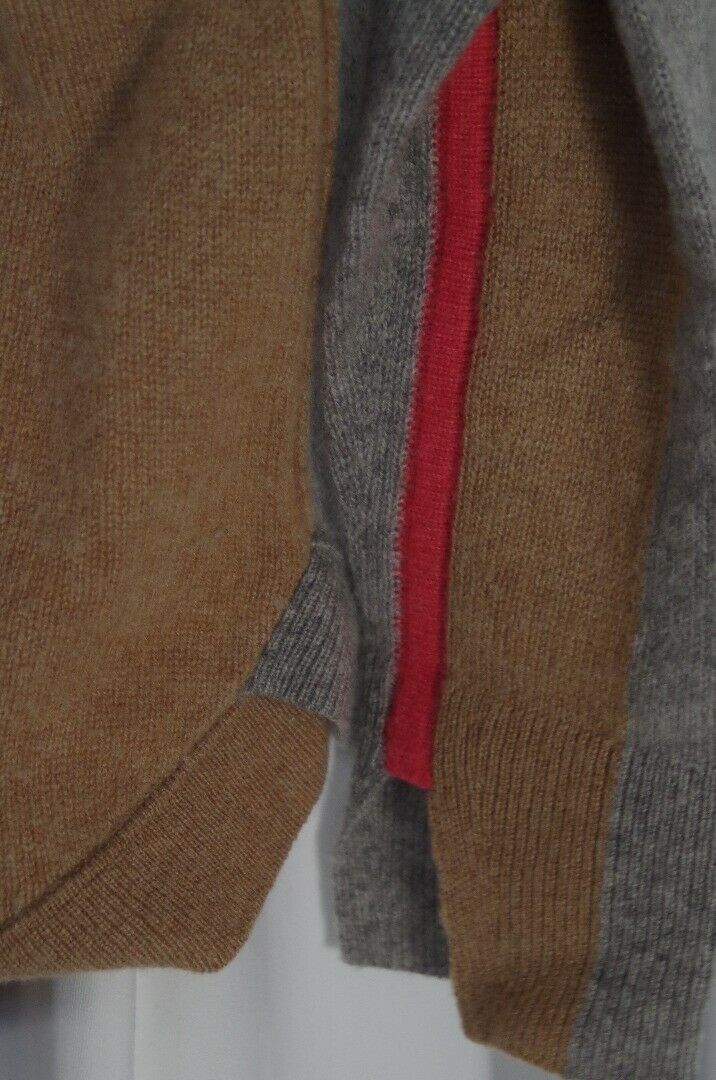 WHITE + WARREN Women's Gray Front Camel Back Cashmere Scoop Neck Sweater Sz M - Image 5