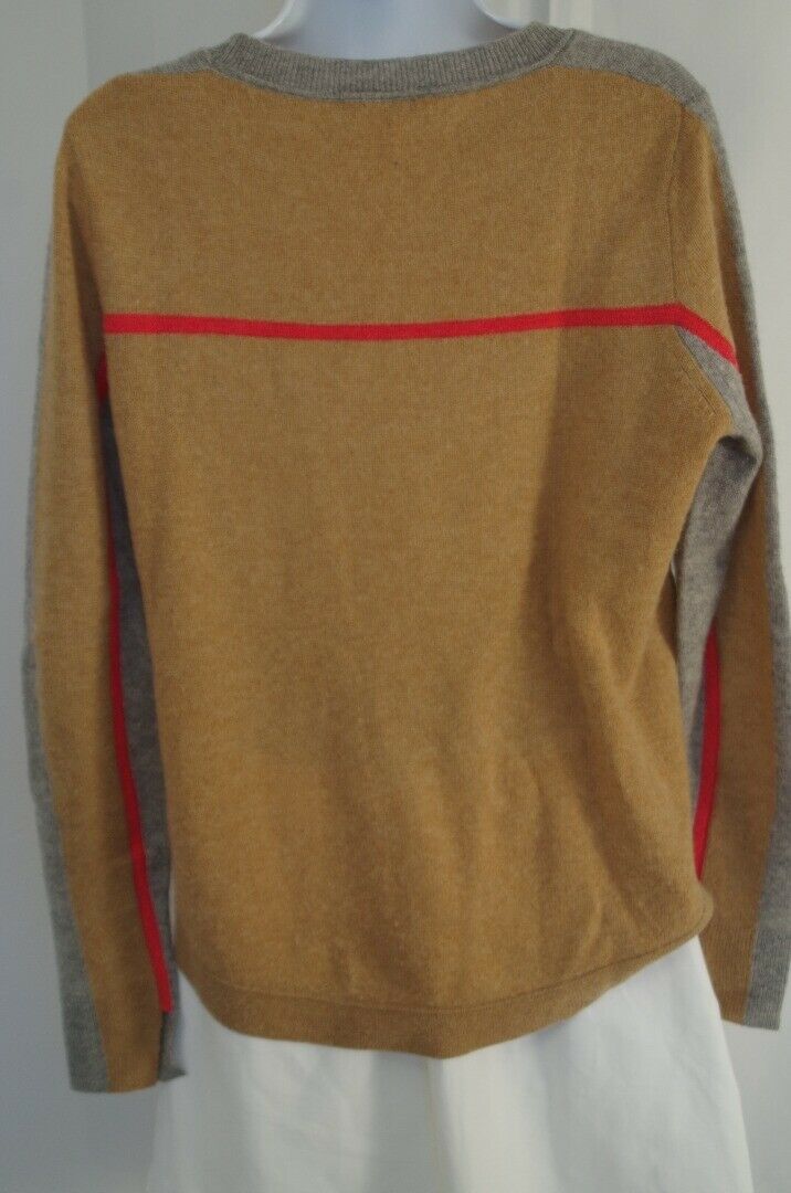 WHITE + WARREN Women's Gray Front Camel Back Cashmere Scoop Neck Sweater Sz M - Image 6