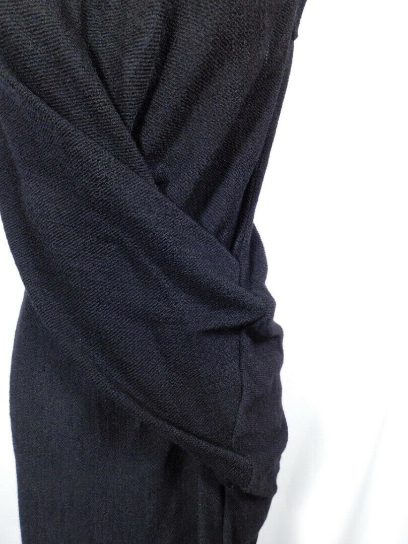 ALEXANDER WANG Black Wool Sleeveless Leather-Trimmed Dress Sz 4/S - Image 5