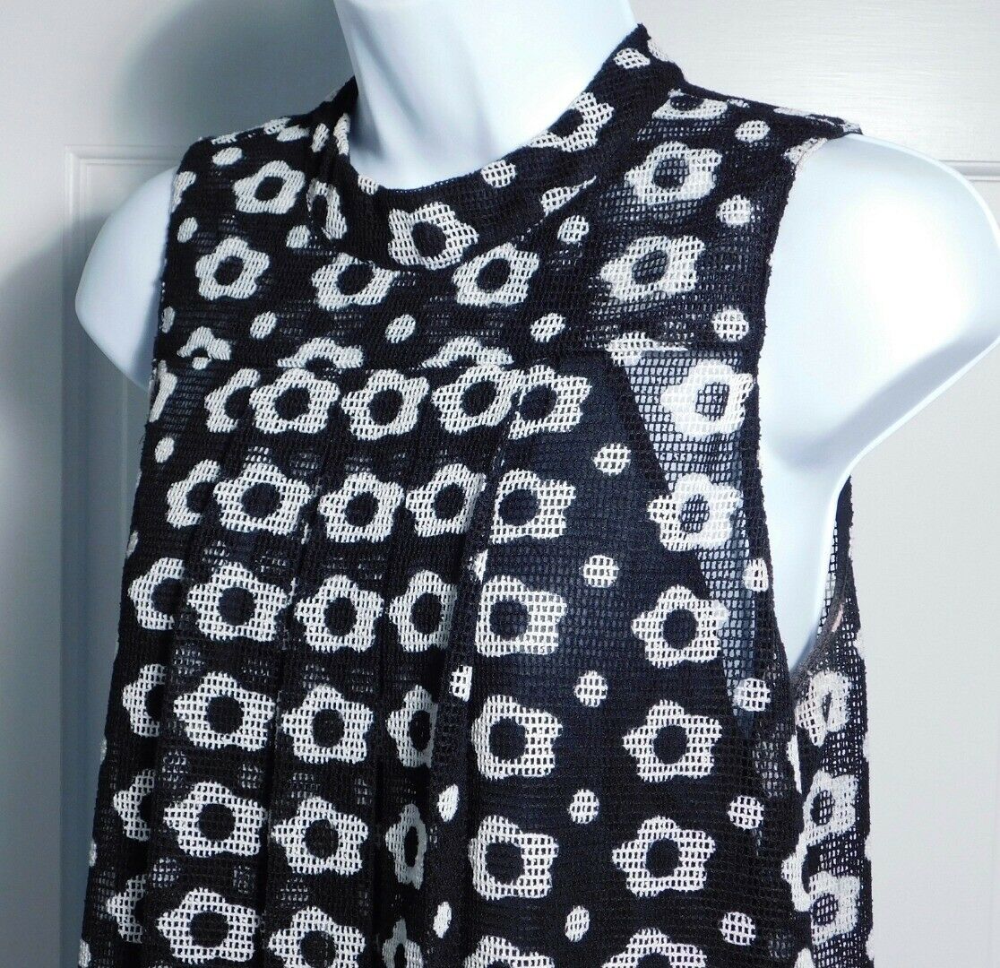 ANTHROPOLOIE SACHIN BABI Pleated Black White Pop Art Marzena Swing Dress S 4 - Image 4