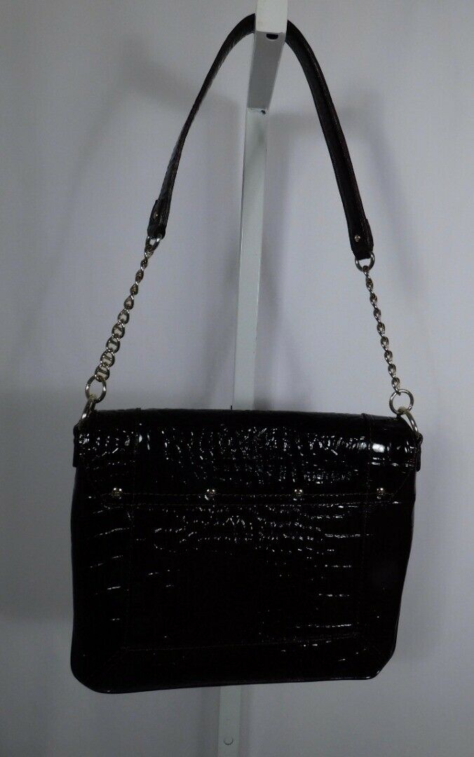 Authentic Kate Spade Burgundy Embossed Crocodile Patent Leather Handbag