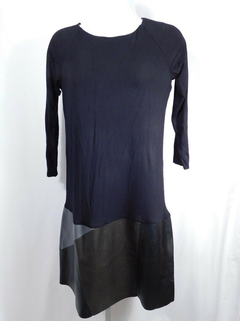 BAILEY 44 Black Jersey Knit Top Eco Leather Drop Waist Skirt LS Dress Sz M $218 - Image 3