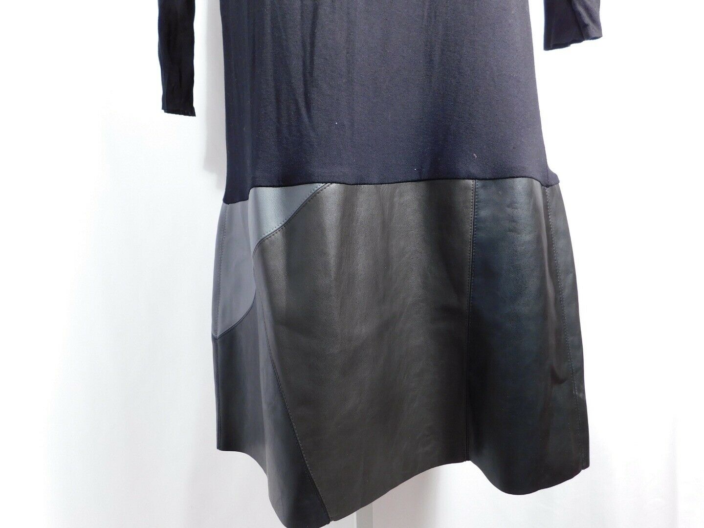 BAILEY 44 Black Jersey Knit Top Eco Leather Drop Waist Skirt LS Dress Sz M $218 - Image 5