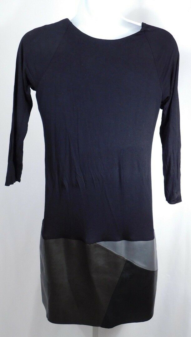 BAILEY 44 Black Jersey Knit Top Eco Leather Drop Waist Skirt LS Dress Sz M $218 - Image 6