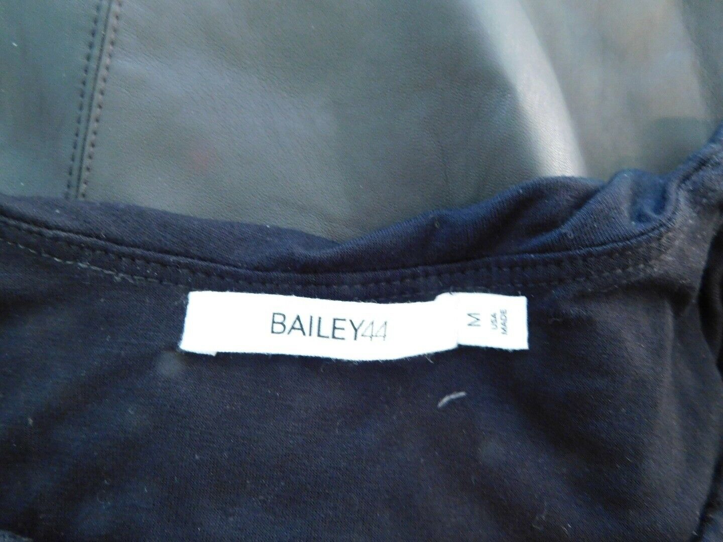 BAILEY 44 Black Jersey Knit Top Eco Leather Drop Waist Skirt LS Dress Sz M $218 - Image 7