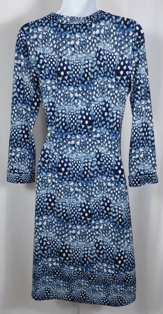 BCBG MAXAZRIA Blue Ellyette Feather Long Sleeve Wrap Dress Sz M ($298) - Image 5