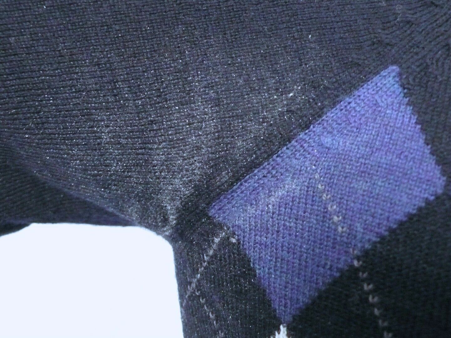 BROOKS BROTHERS Women Navy Blue, Blue & White Argyle SS Wool Sweater Sz M - Image 8