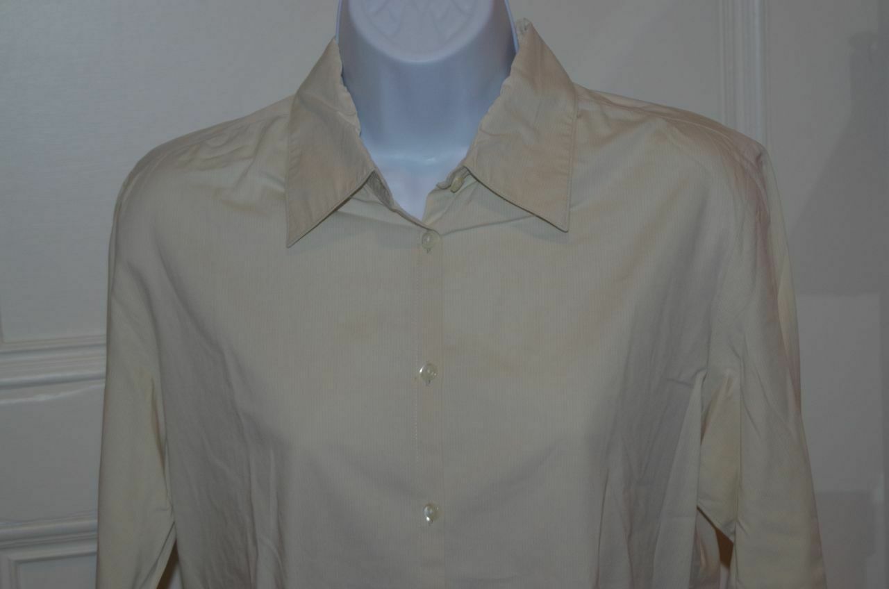 BROOKS BROTHERS Women's Beige Pin Striped Fitted Cotton Stretch Shirt Sz XS - Image 3