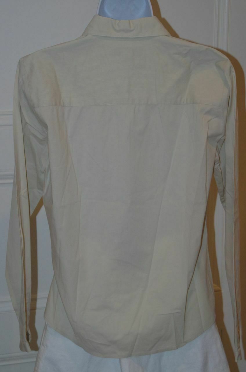 BROOKS BROTHERS Women's Beige Pin Striped Fitted Cotton Stretch Shirt Sz XS - Image 5