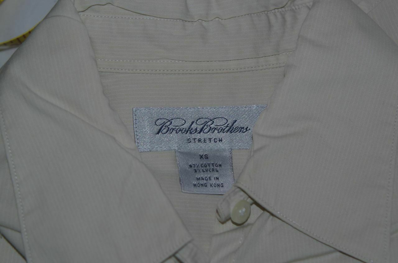 BROOKS BROTHERS Women's Beige Pin Striped Fitted Cotton Stretch Shirt Sz XS - Image 8