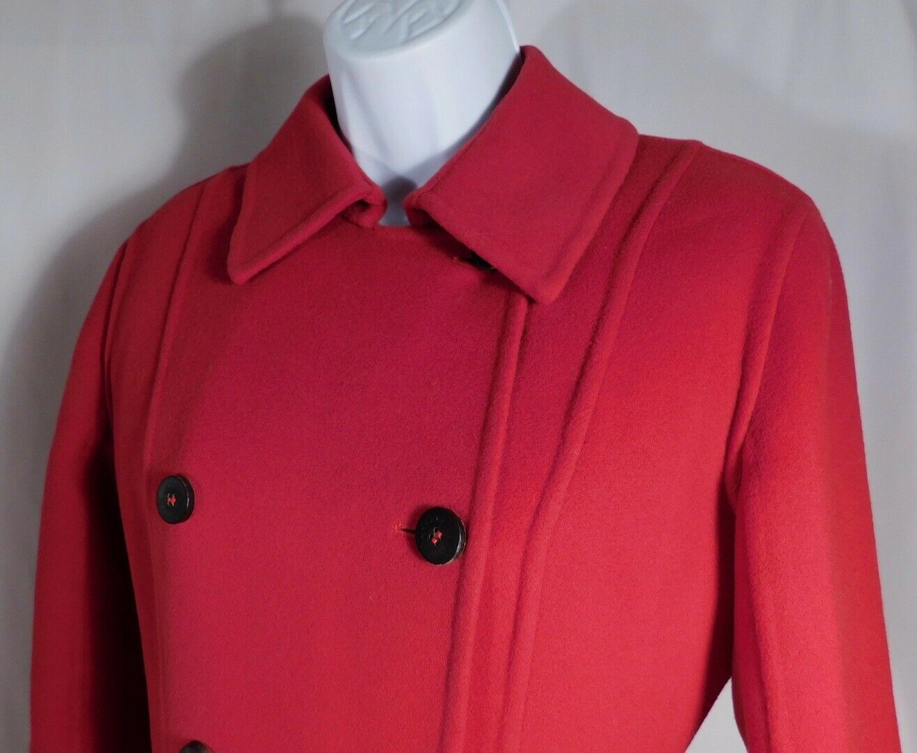 BURBERRY Women's Red Wool Double Breasted Car Coat Sz 8 - Image 4