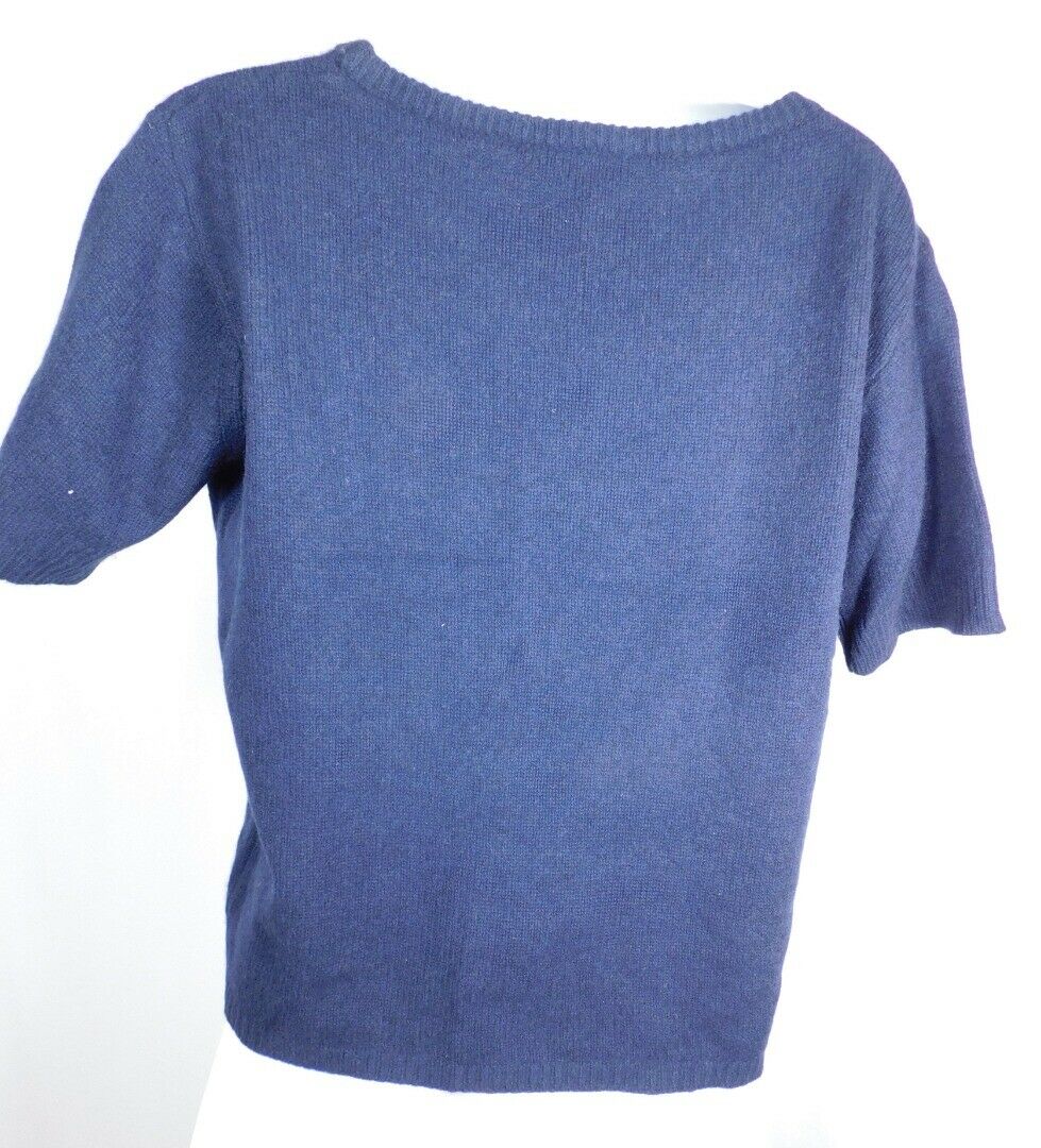 CALYPSO ST BARTH Women's Navy Blue Short Sleeve Cashmere Sweater Sz S - Image 5