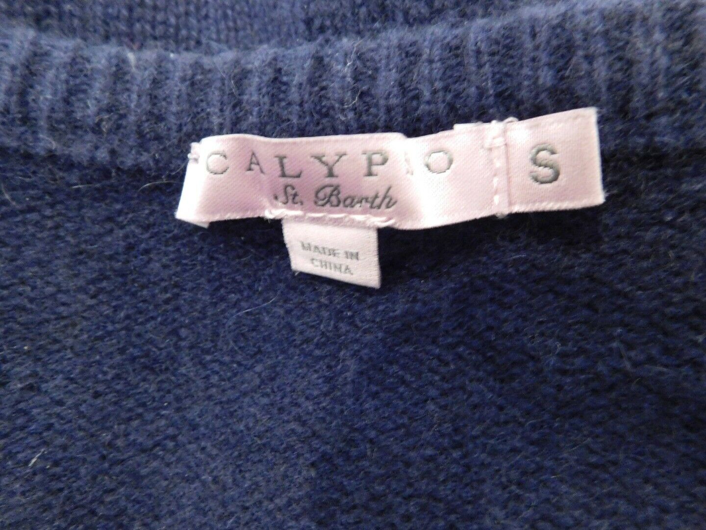 CALYPSO ST BARTH Women's Navy Blue Short Sleeve Cashmere Sweater Sz S - Image 6